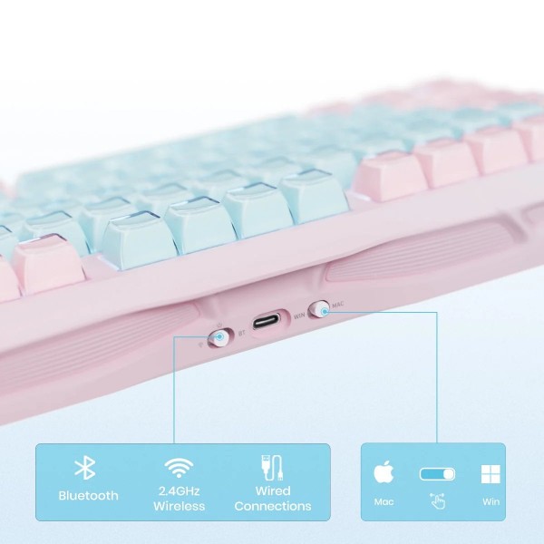 Фото - Клавиатура беспроводная игровая GravaStar Mercury K1 Lite 80keys BSUN Grey, BT/WL/USB Aurora Mist (GSK1LITE_PM_MINT)